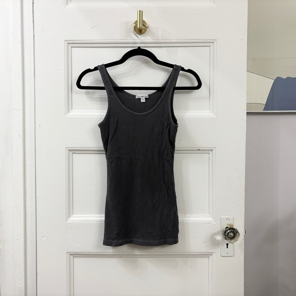 James Perse Longline Ribbed Sleeveless Gray Ribbed Tank Top - Sz 1 - Picture 10 of 12